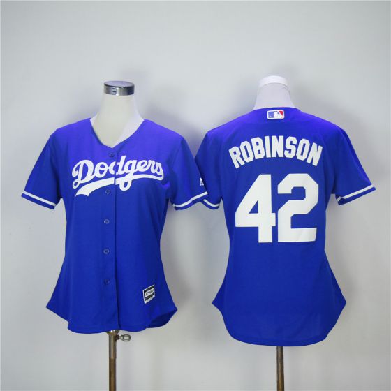 Women Los Angeles Dodgers 42 Robinson Blue MLB Jerseys